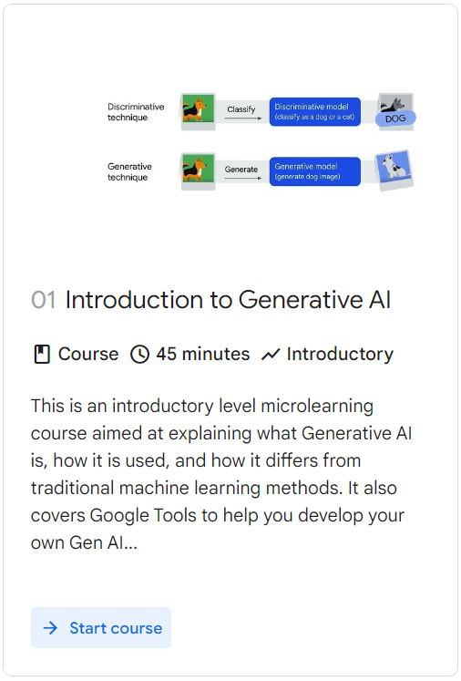 Introduction To Generative AI course Card image